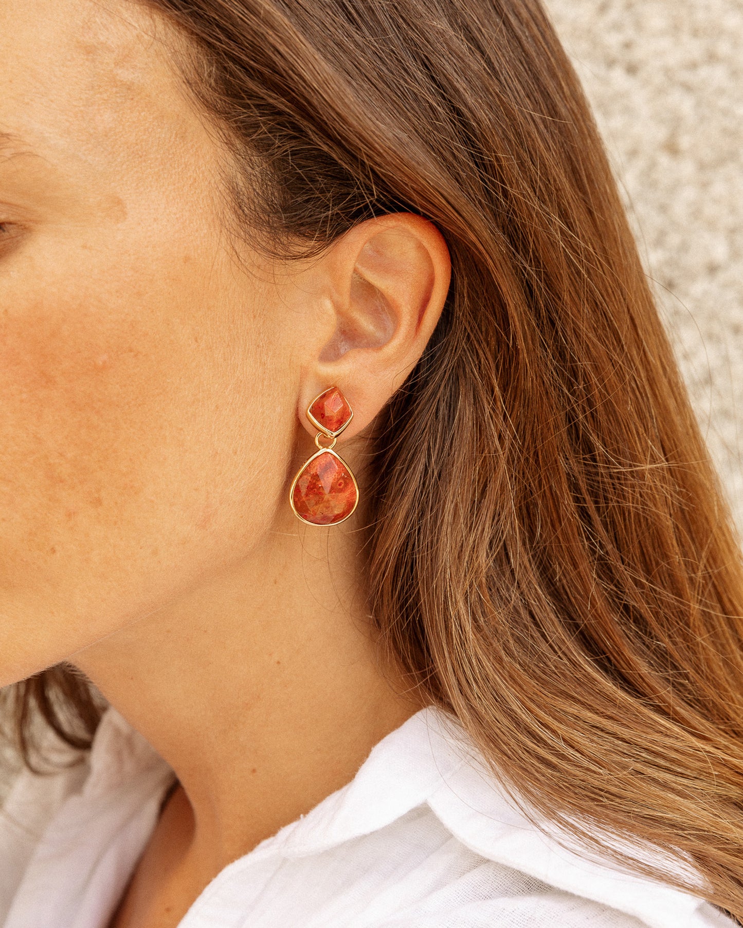 Pendientes Candy Tail Coral Bisel