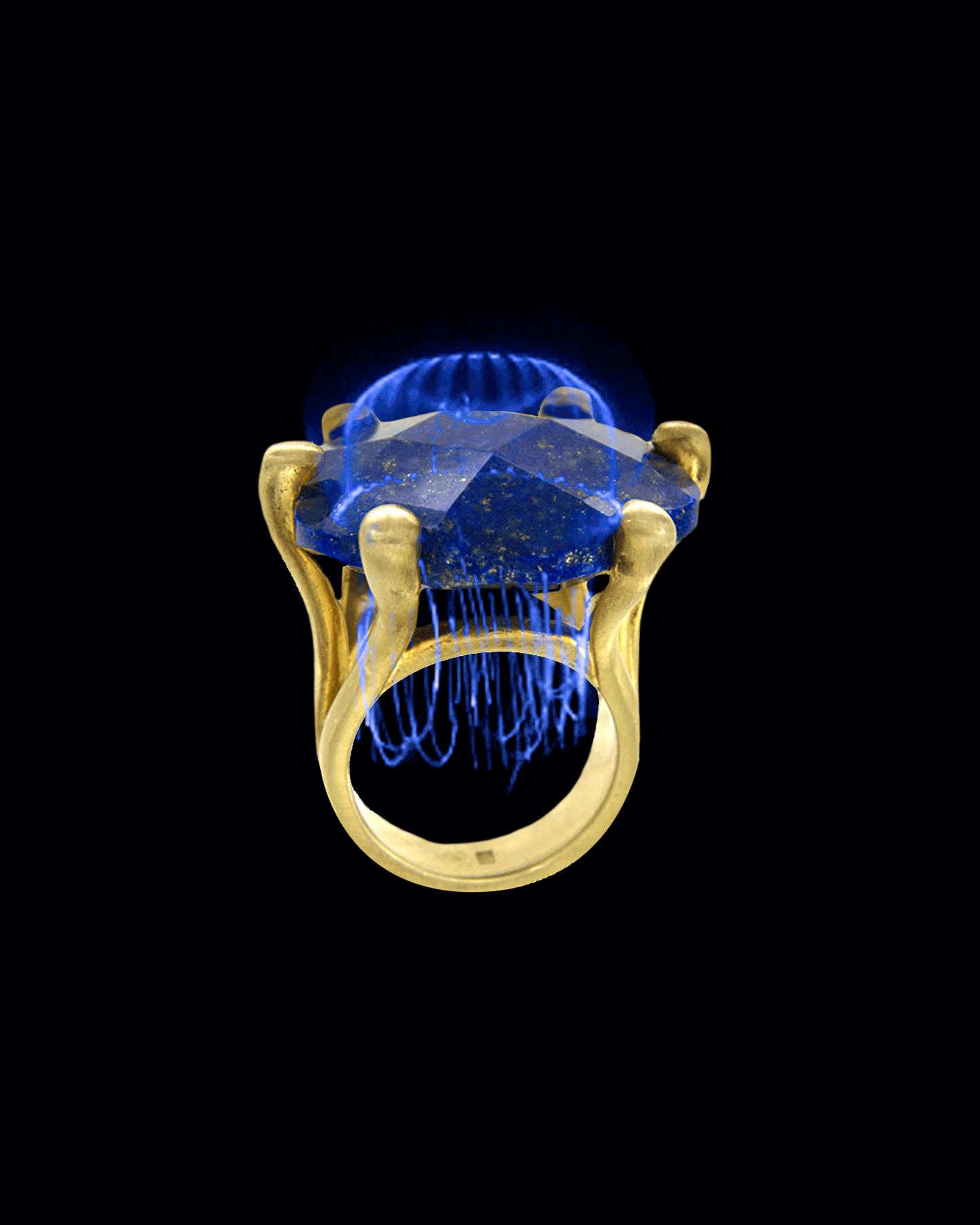 Medusa ring with lapis lazuli