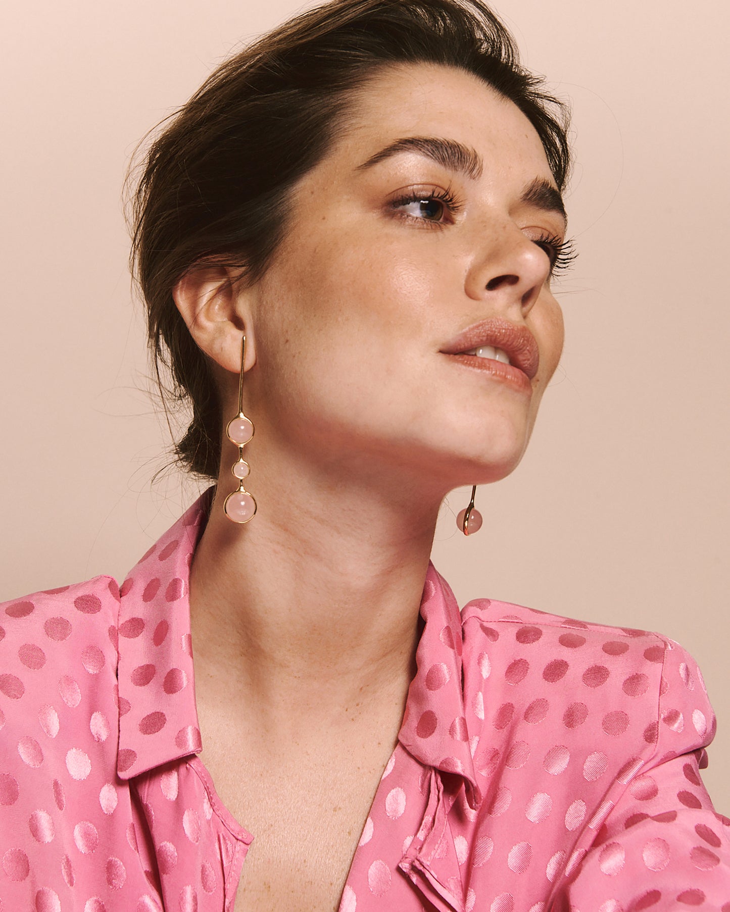 Pendientes Crisálida cuarzo Rosa