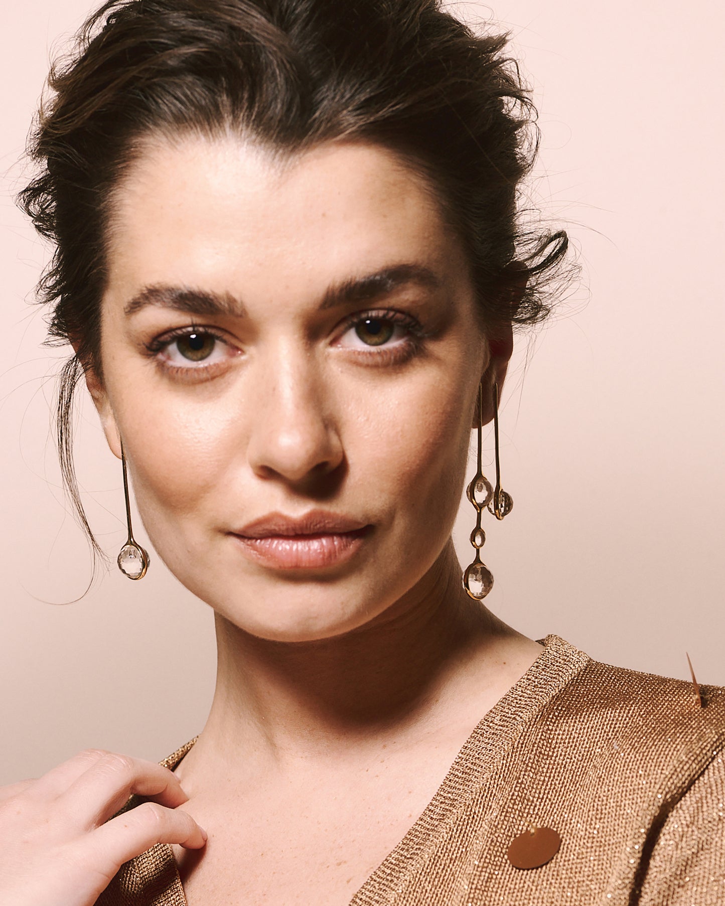 Colorless quartz chrysalis earrings