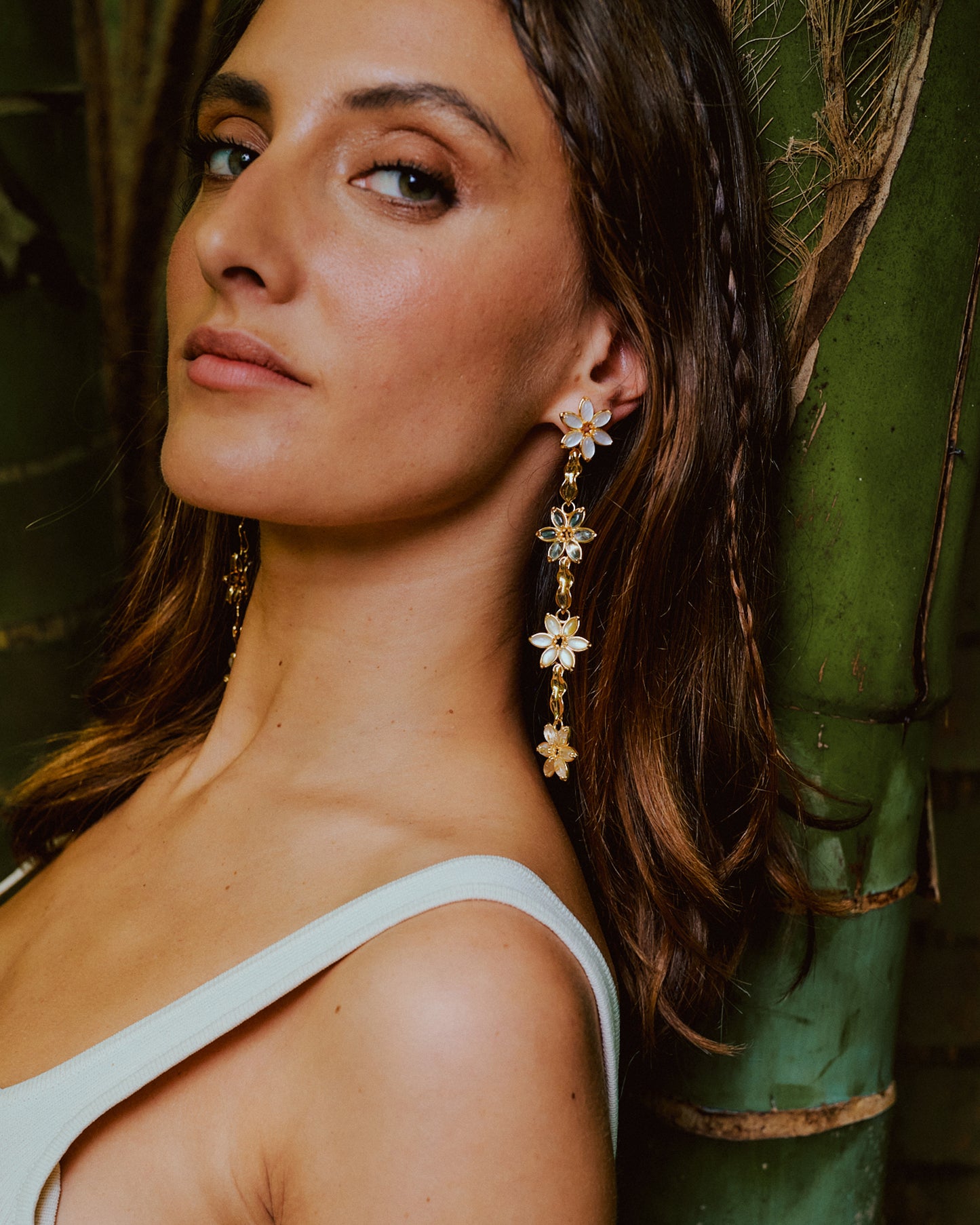 Big Jazmin White Mother of Pearl Earrings