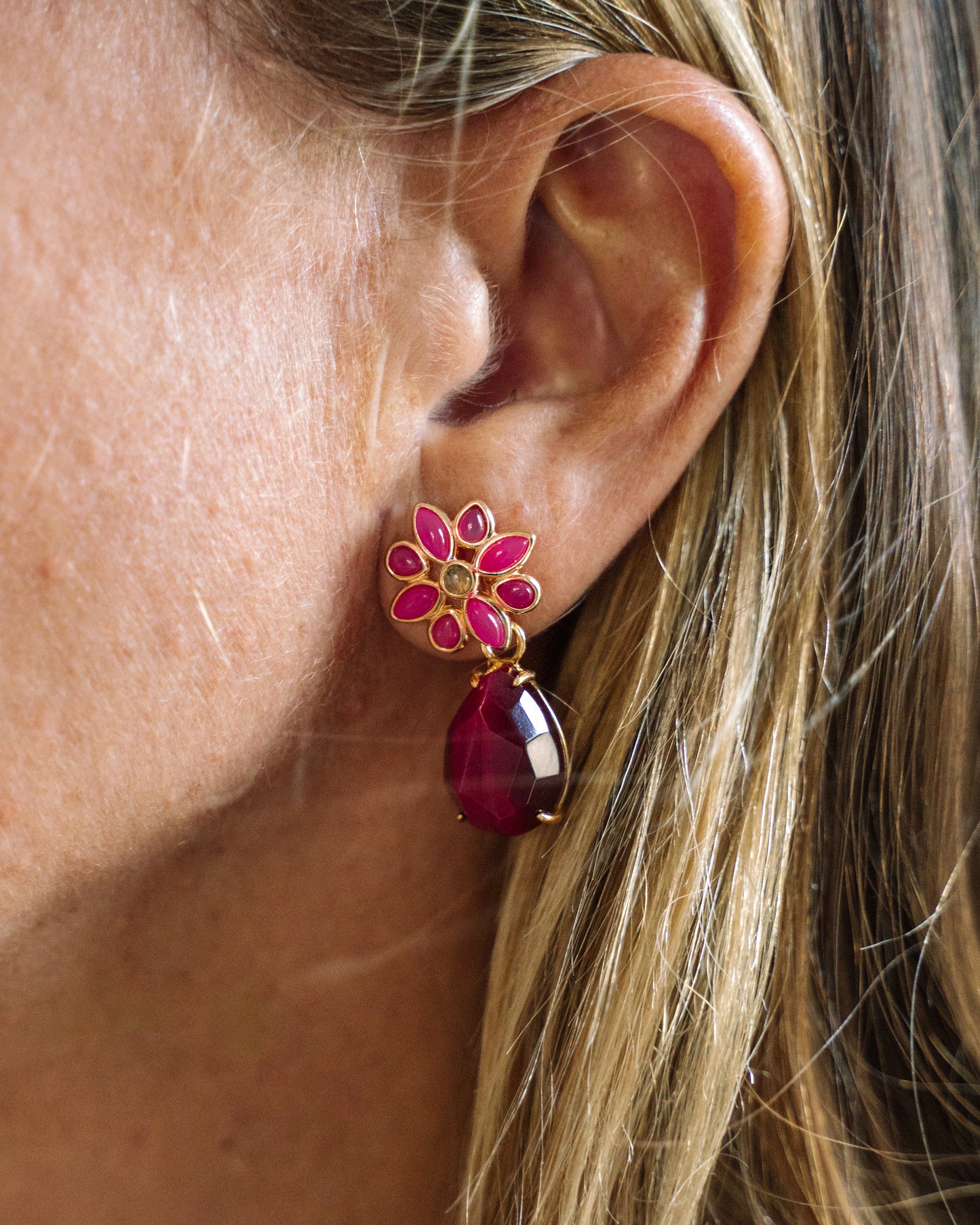 Pendientes Brownea Ágata Frambuesa