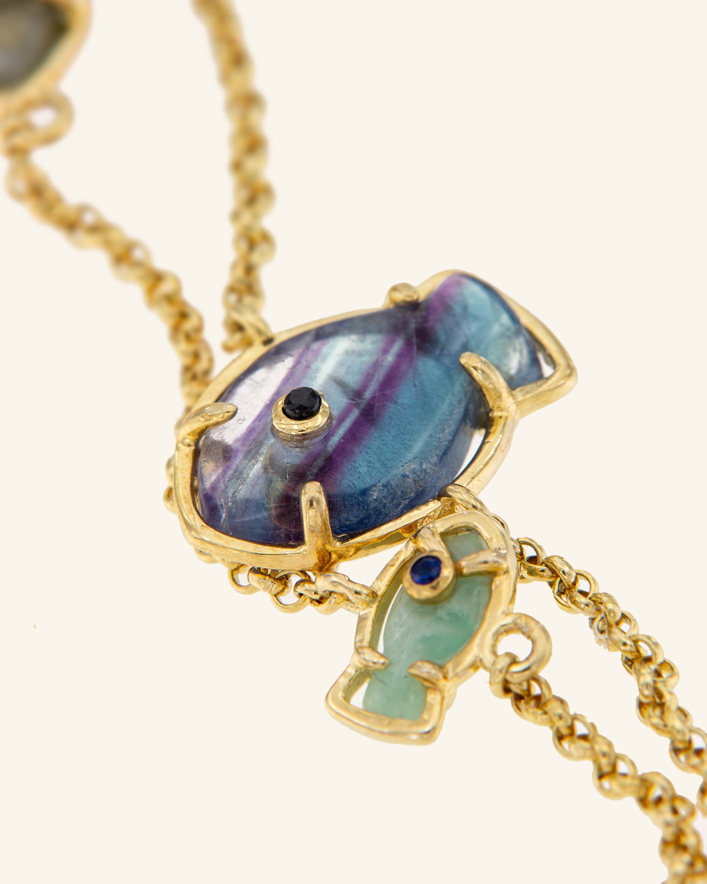 Marea necklace with fluorite, amazonite and labradorite