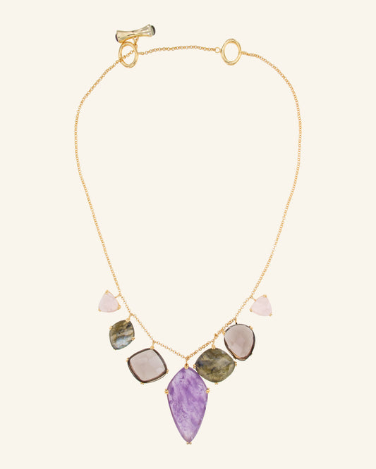 Ari necklace with amethyst, rose quartz and smoked quartz