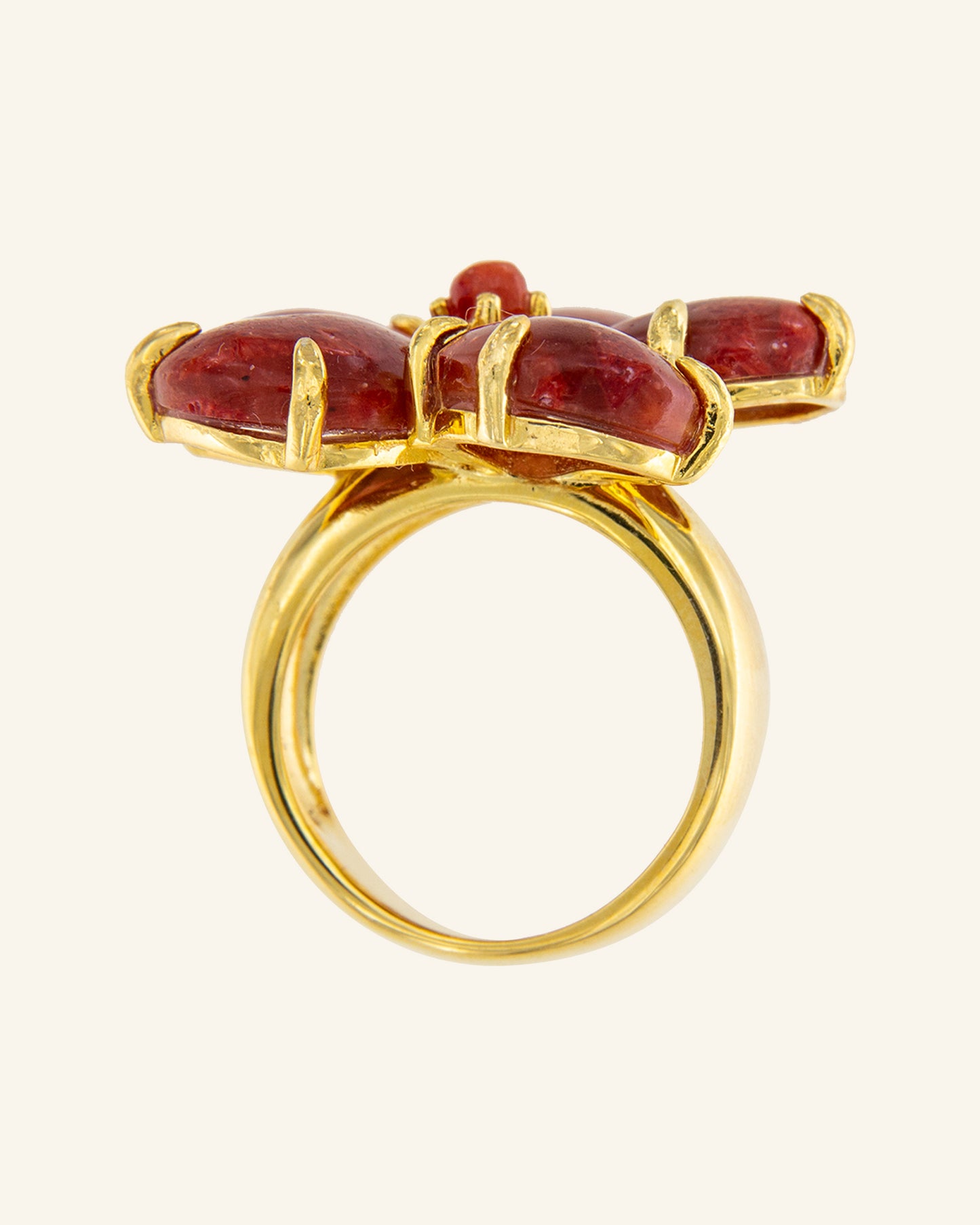 Anillo Hibiscus Coral Rojo
