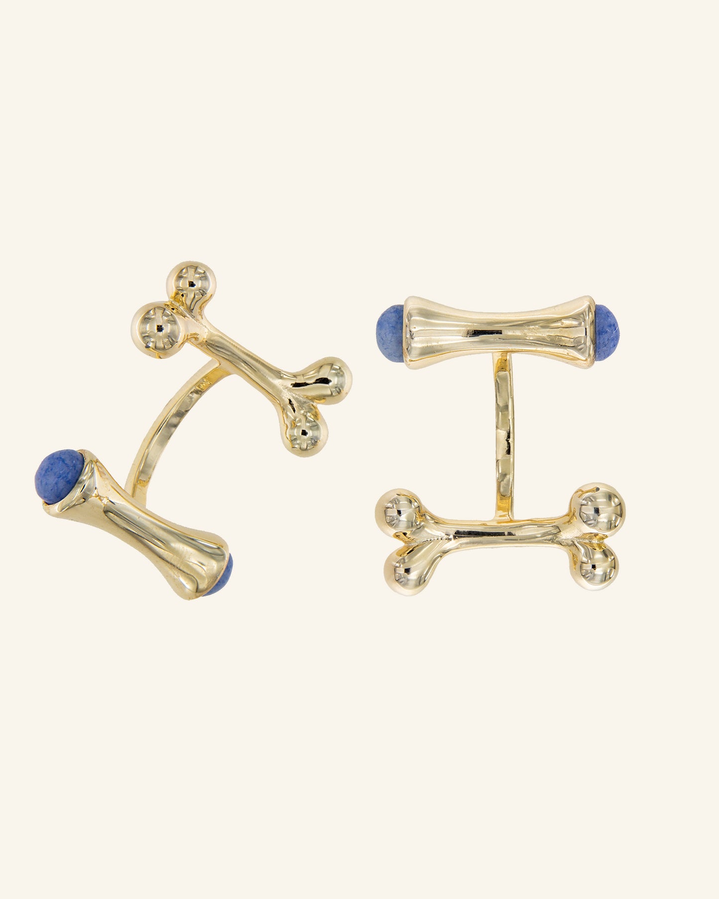 Gemelos Bones con cuarzo azul