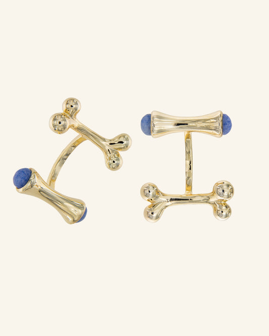 Gemelos Bones con cuarzo azul