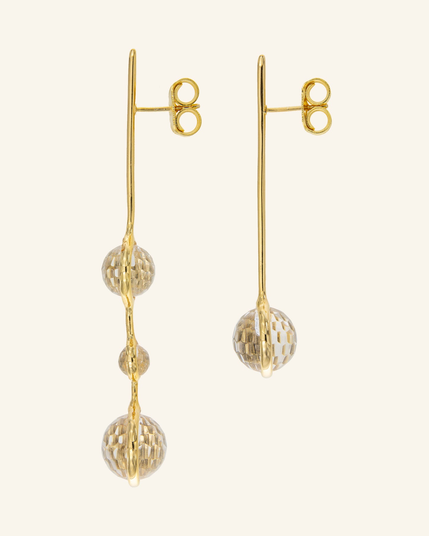 Colorless quartz chrysalis earrings