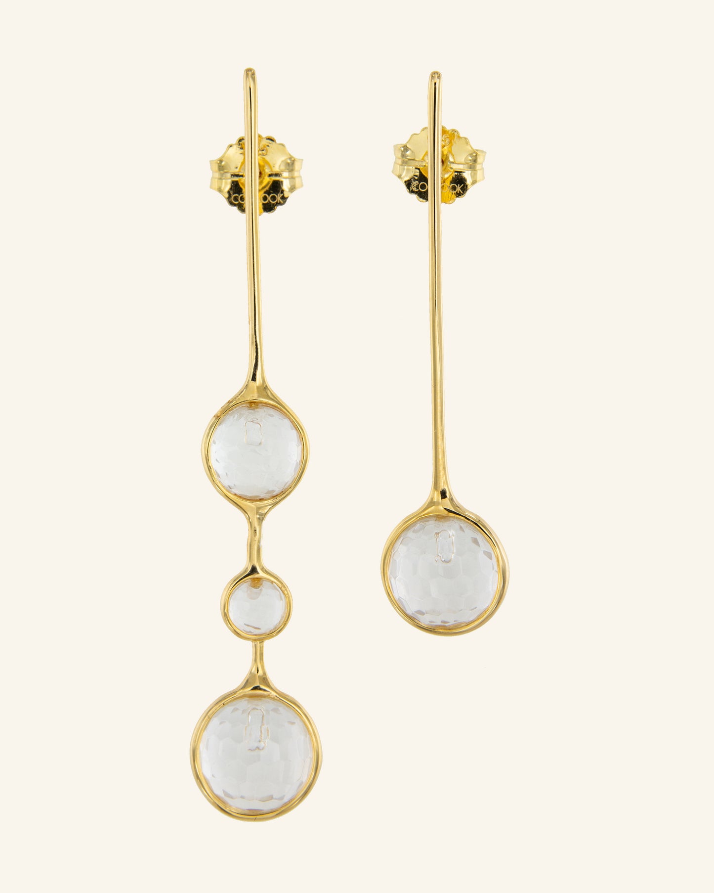 Colorless quartz chrysalis earrings