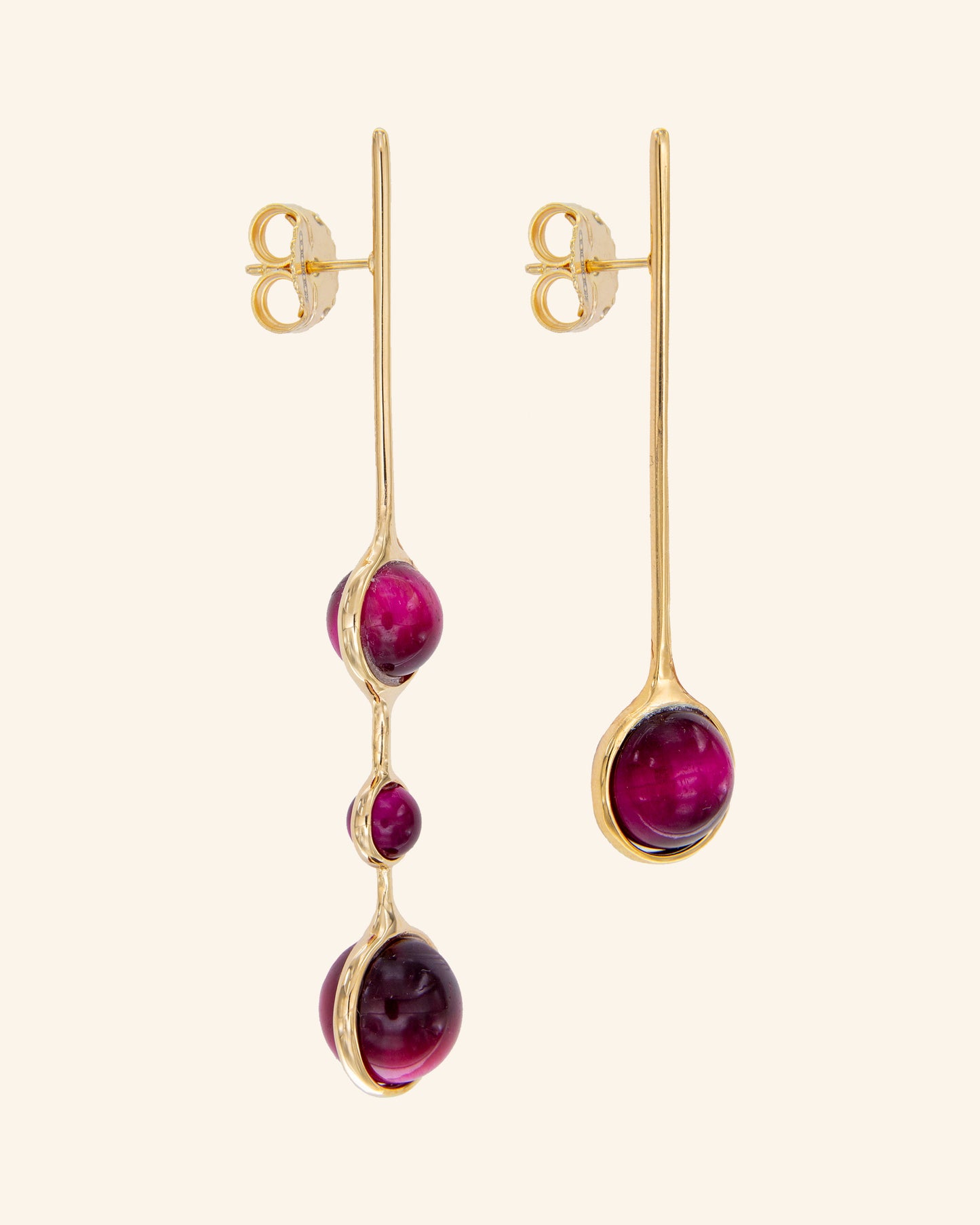 Pendientes Crisálida Ojo de Tigre Frambuesa