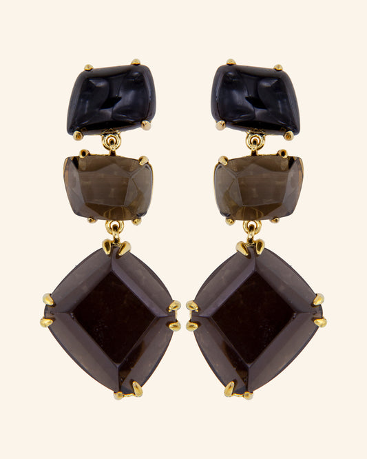 Apollo Smoky Quartz and Onyx Earrings