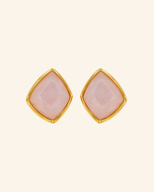 Pendientes Candy Tail Cuarzo Rosa Bisel