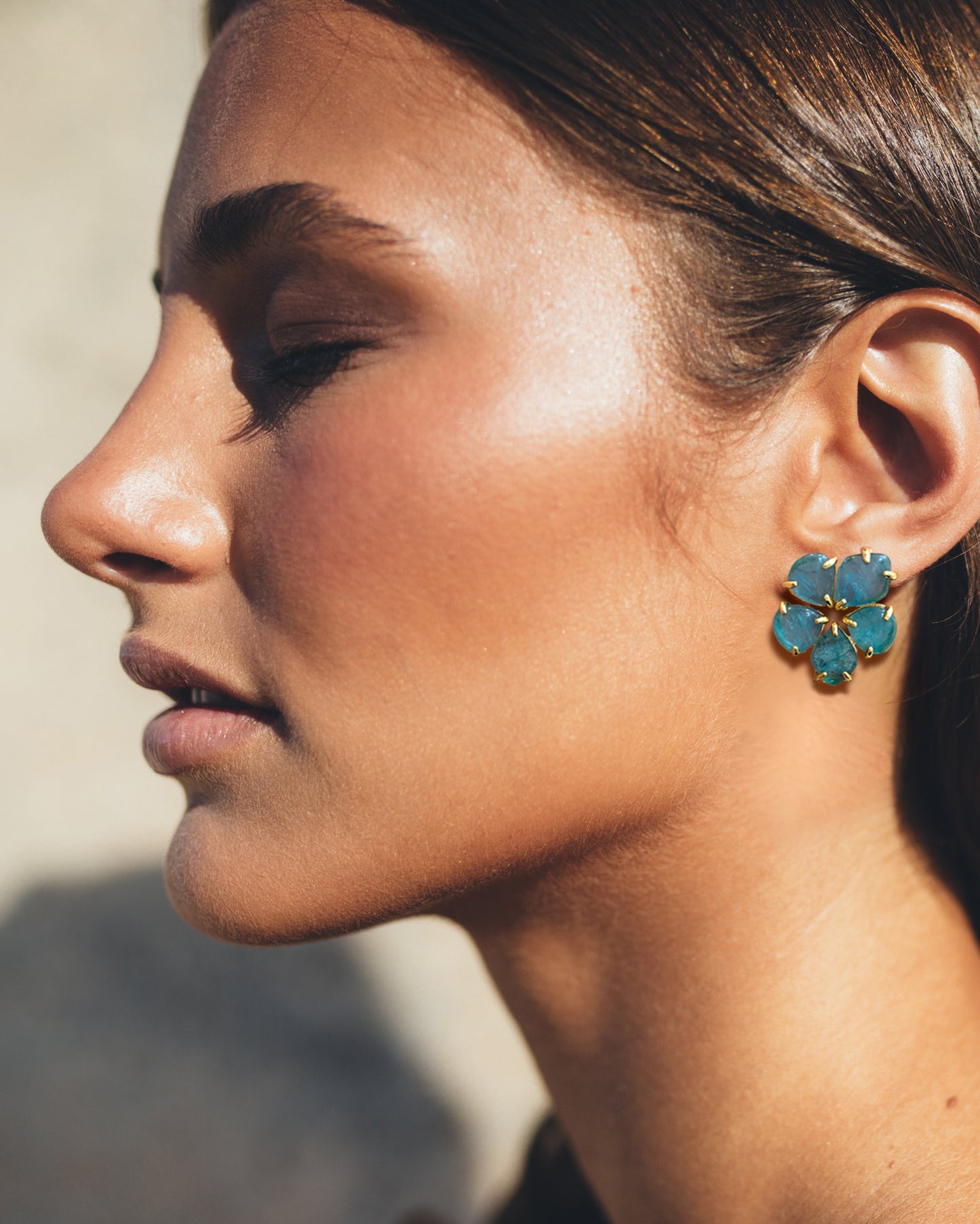 Pendientes Hibiscus Apatita Azul