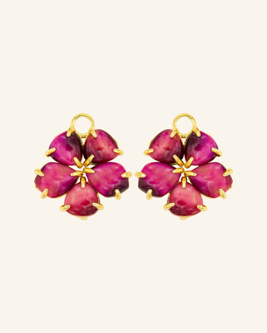 Raspberry Agate Intermediate Hibiscus Pendants