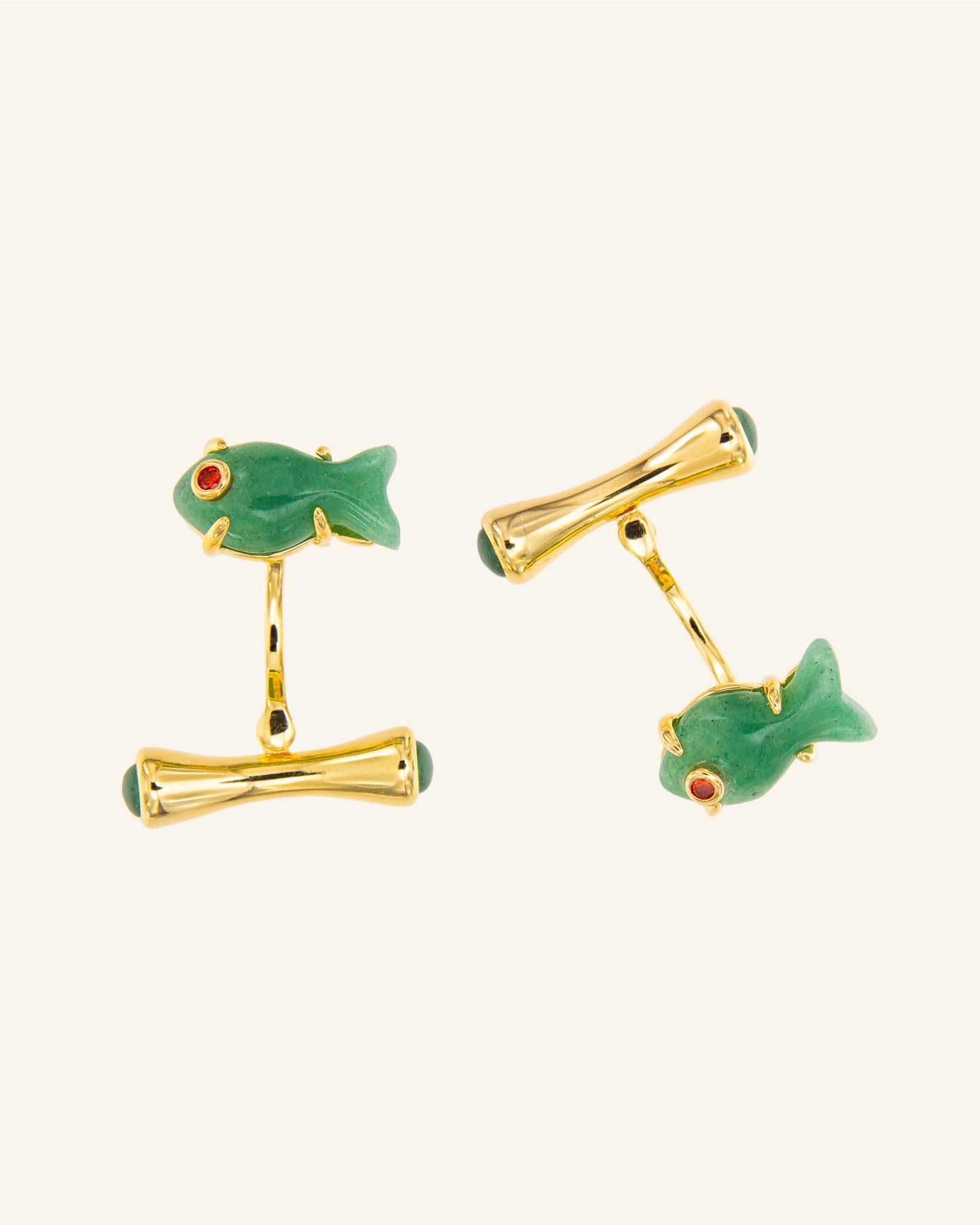 Golden Gus Frog Cufflinks with onyx