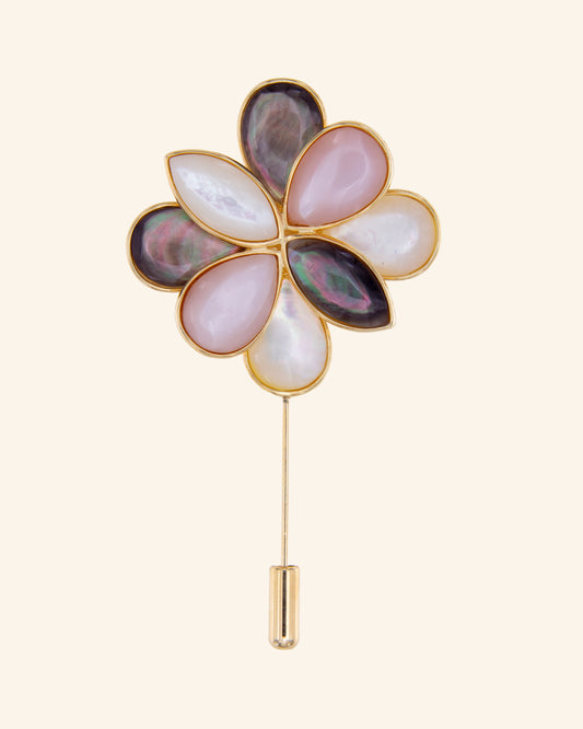 Reef brooch with tricolor mother of pearls