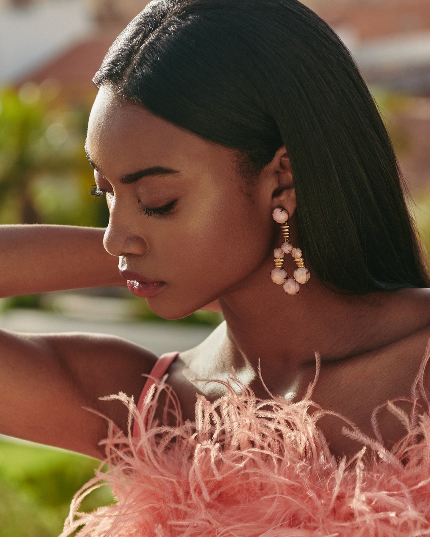 Nile earrings with pink opal