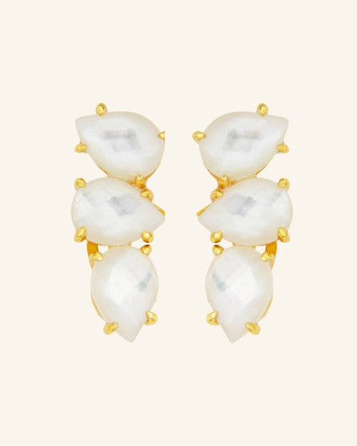 Pendientes Gus con madreperla blanca y cuarzo