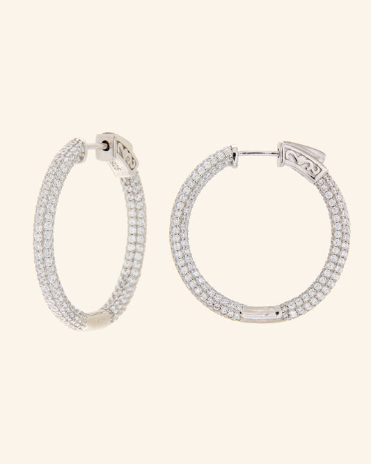Silver Venus 3DM Hoop Earrings with Zircons