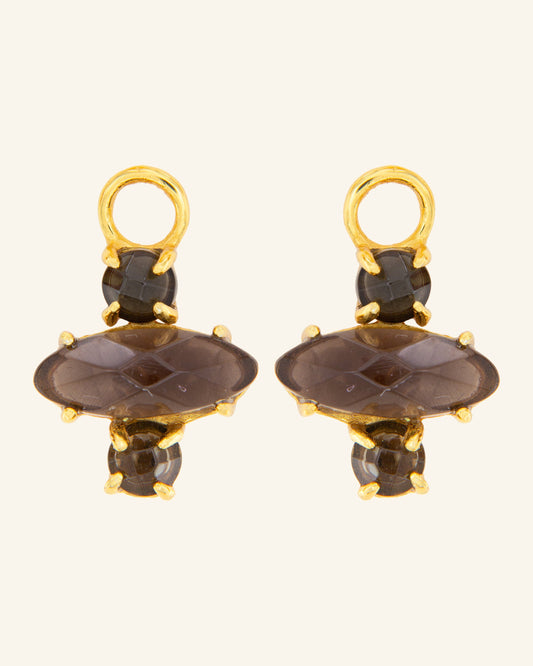 Cleopatra pendants with smoked quartz and onyx