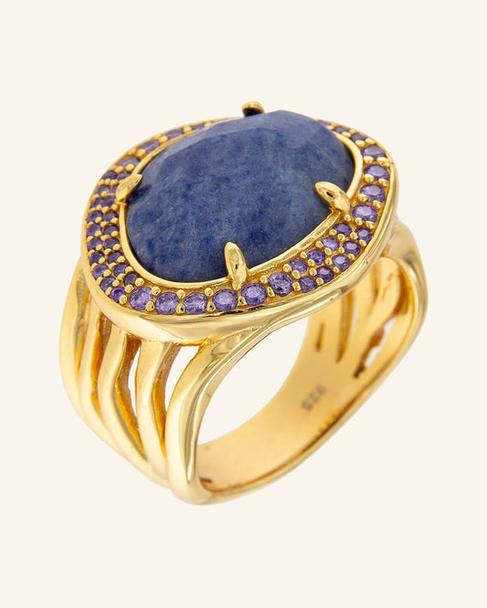 Anillo Aleluya con cuarzo azul