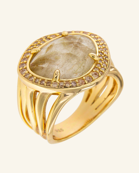 Hallelujah ring with rutilated quartz