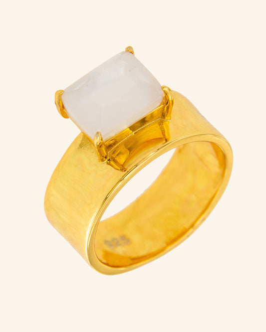 Gabo Ring with White Mother of Pearl