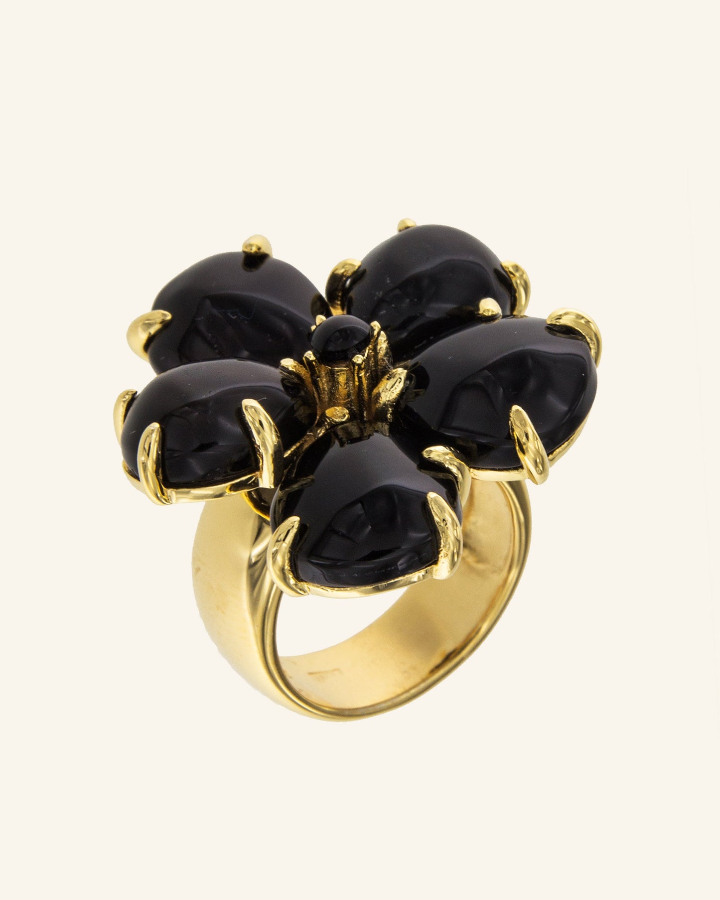 Anillo Hibiscus con ónix