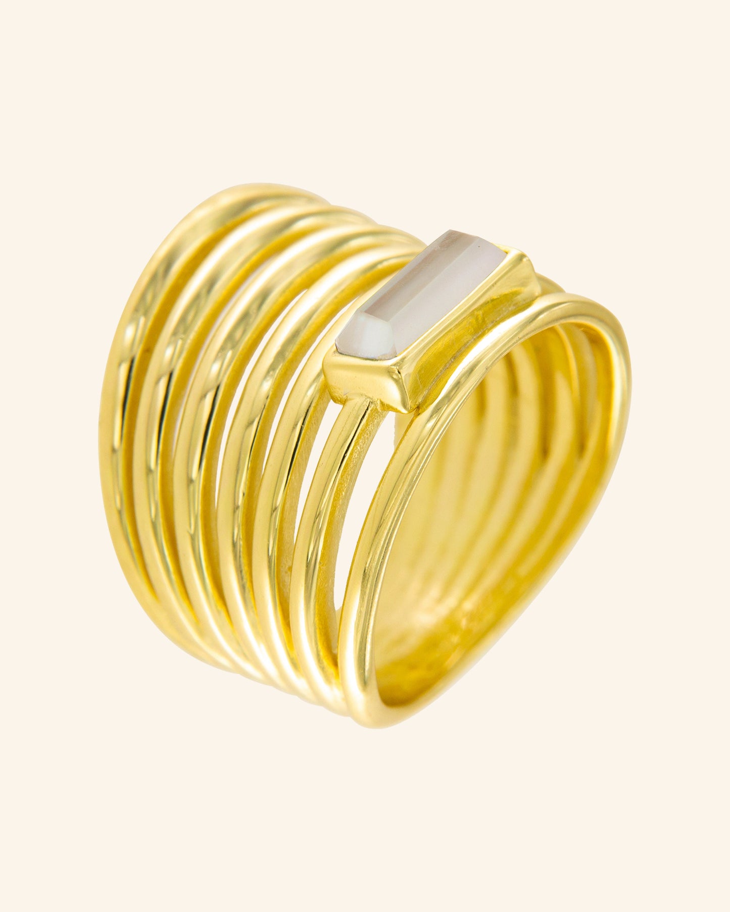 Lalique Ring with White Mother of Pearl