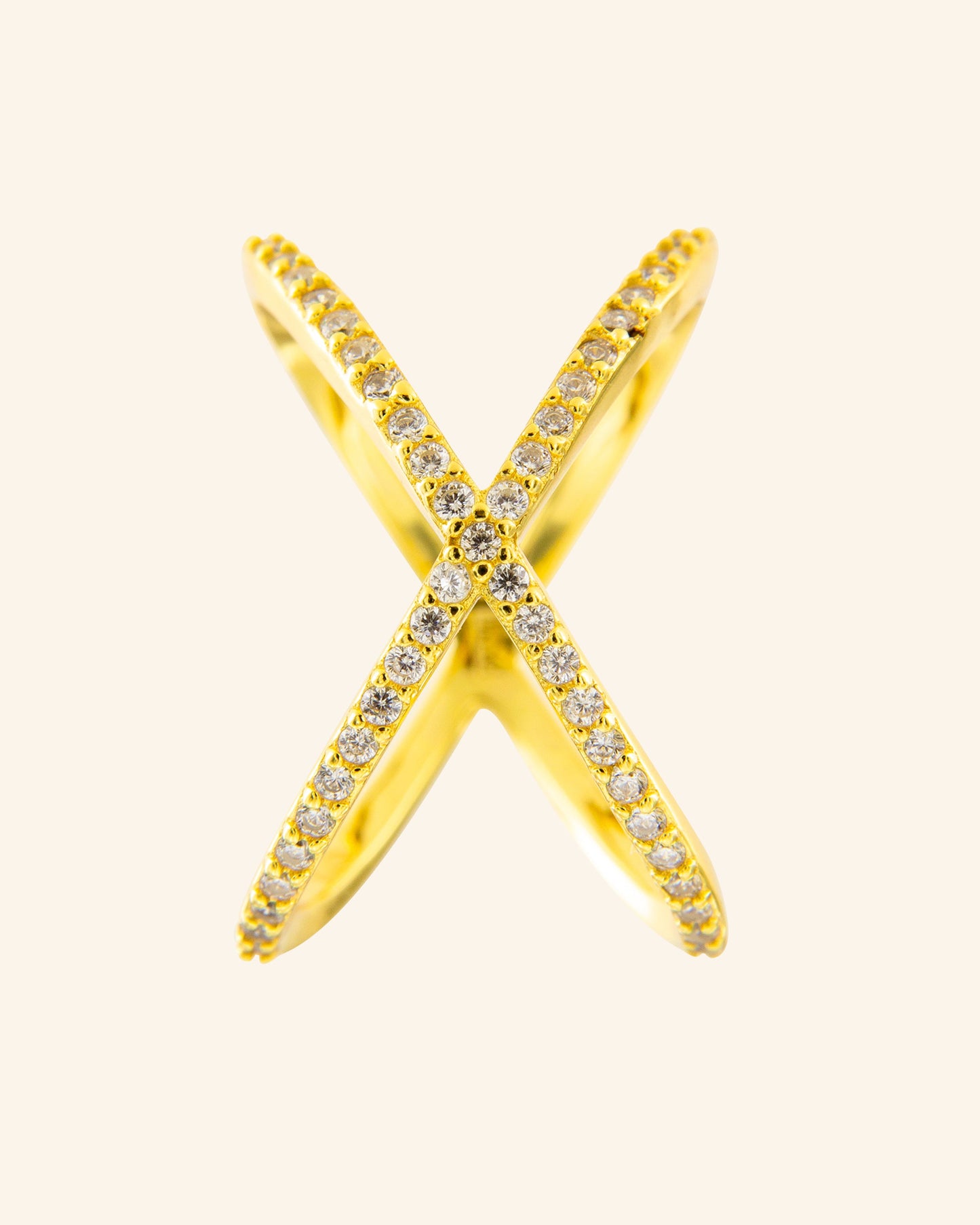 Anillo Lumen oro con circonitas incoloras