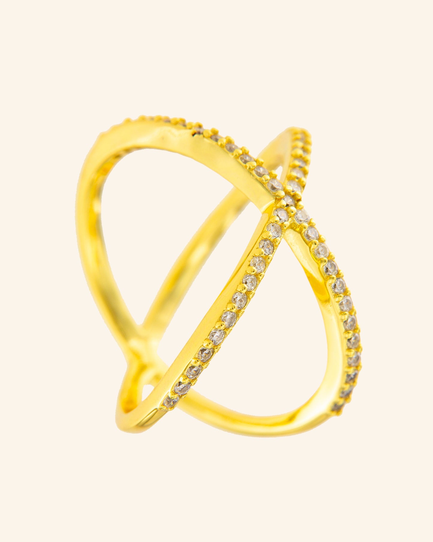 Anillo Lumen oro con circonitas incoloras
