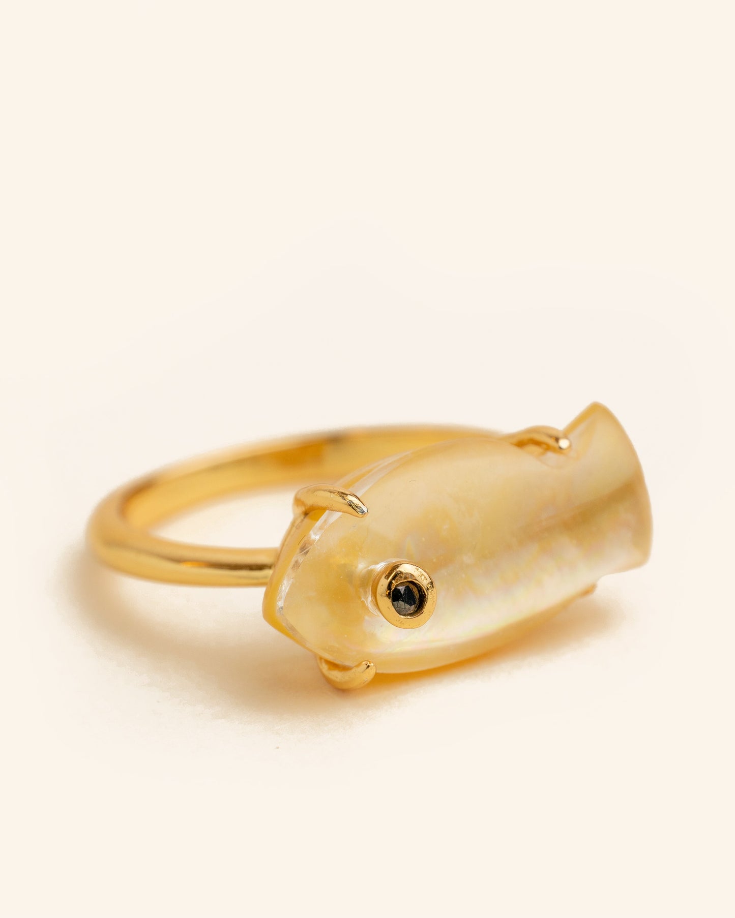 Golden Mother of Pearl Tide Ring