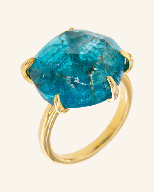 Anillo Papiro con Apatita azul