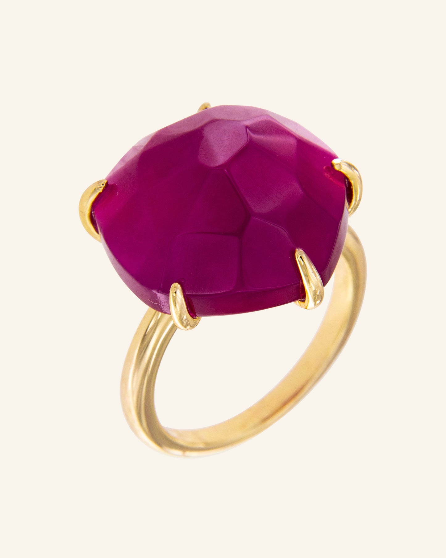 Anillo Papiro con ágata frambuesa