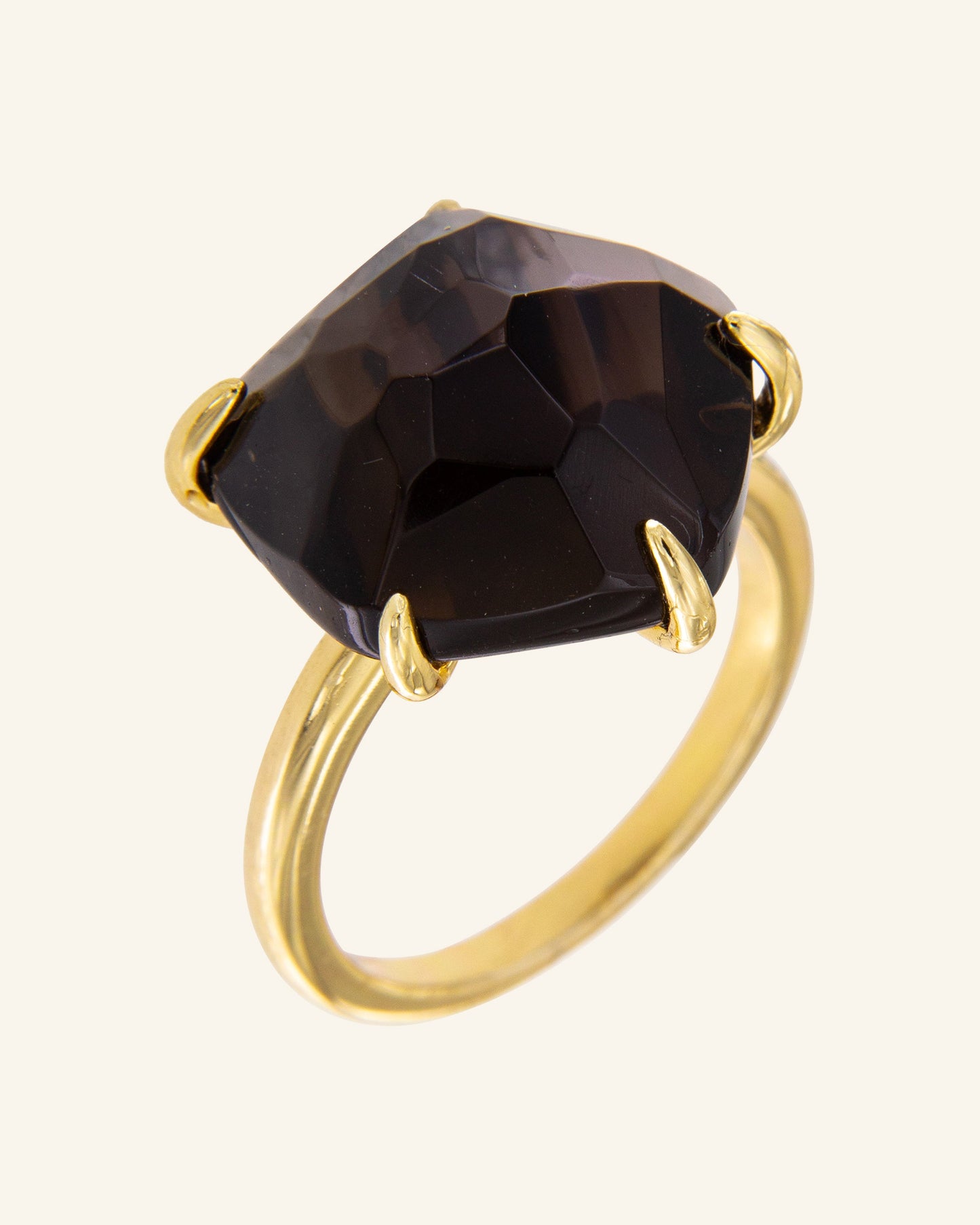 Anillo Papiro con cuarzo fumé