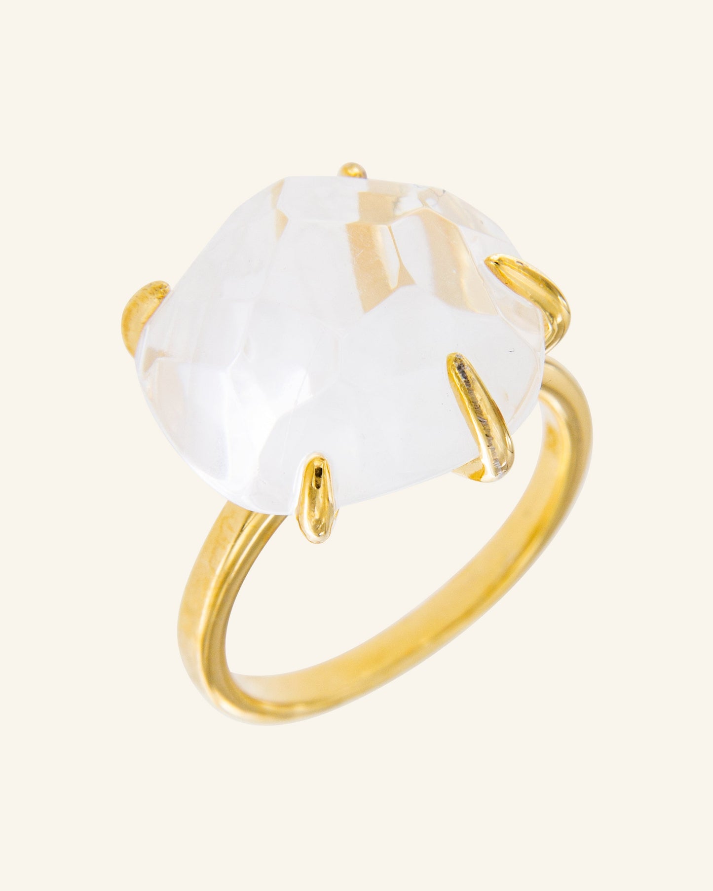 Papyrus ring with colorless quartz
