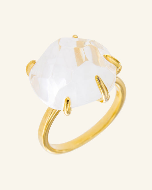 Anillo Papiro con cuarzo incoloro