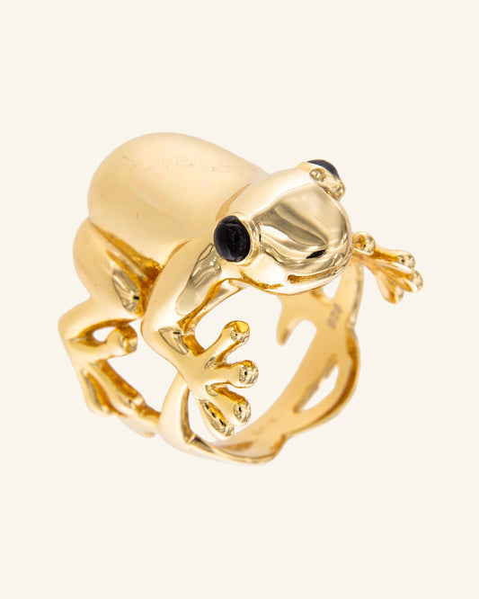 Shiny Gold Frog Ring