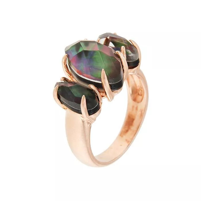 Anillo Lhasa con madreperla negra y cuarzo