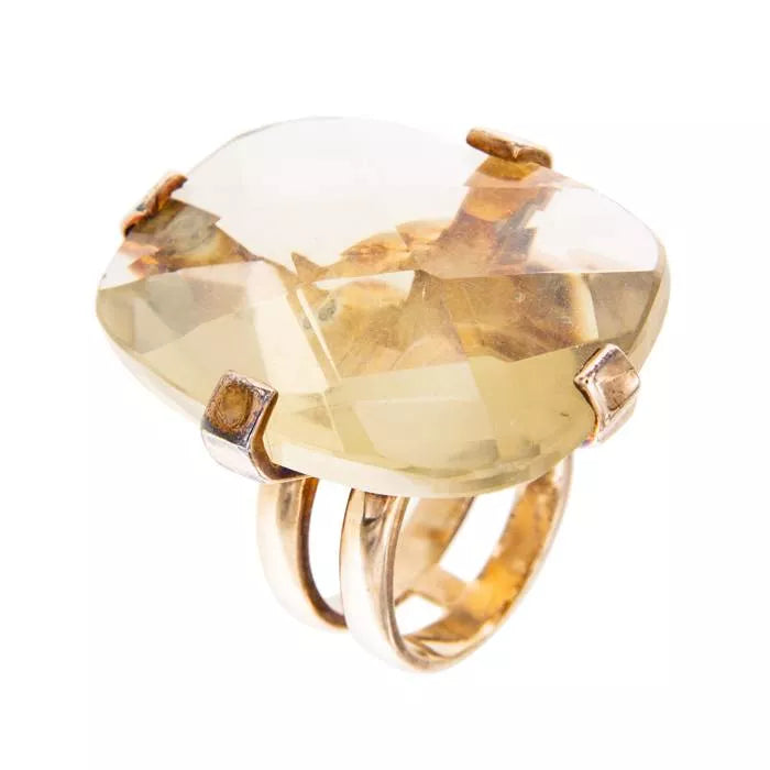 Anillo Orbe Cuarzo Limón