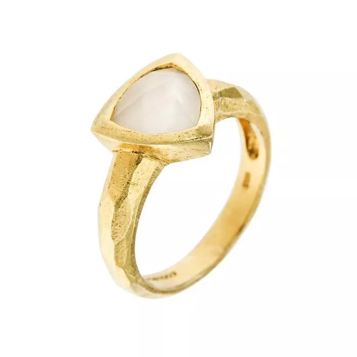 Anillo Pilum dorado con piedraluna