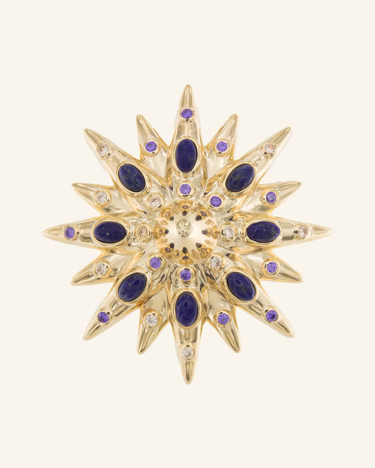 Star Brooch with Lapis Lazuli and Zircons