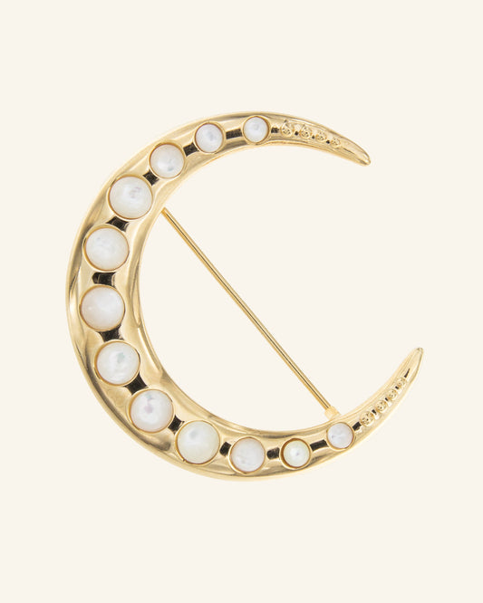 Moon Brooch with White Mother of Pearl