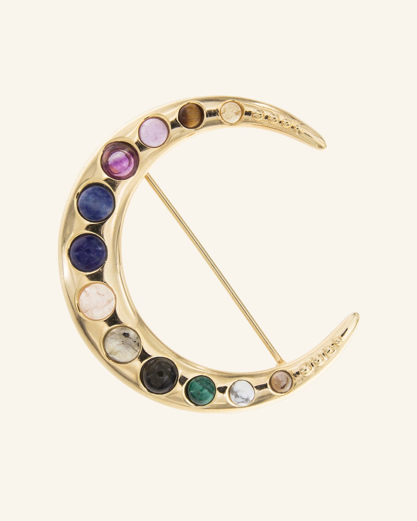 Broche Luna con combinación de piedras