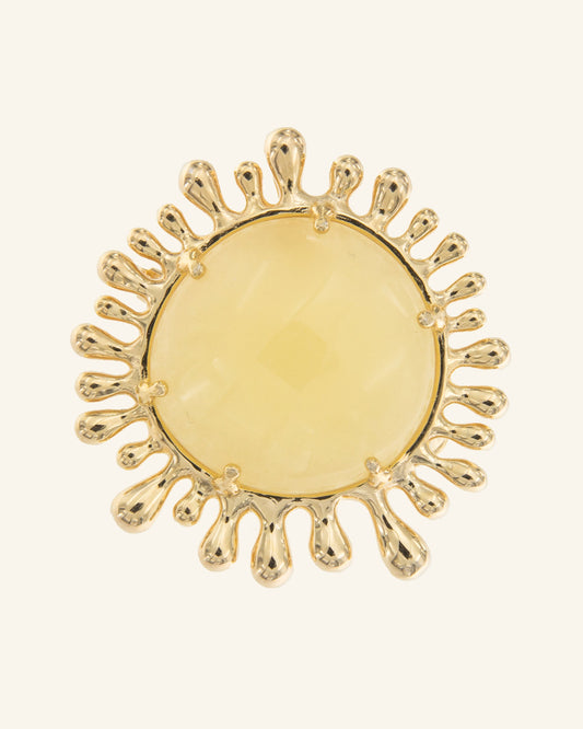 Sun Brooch with Peach Calcite