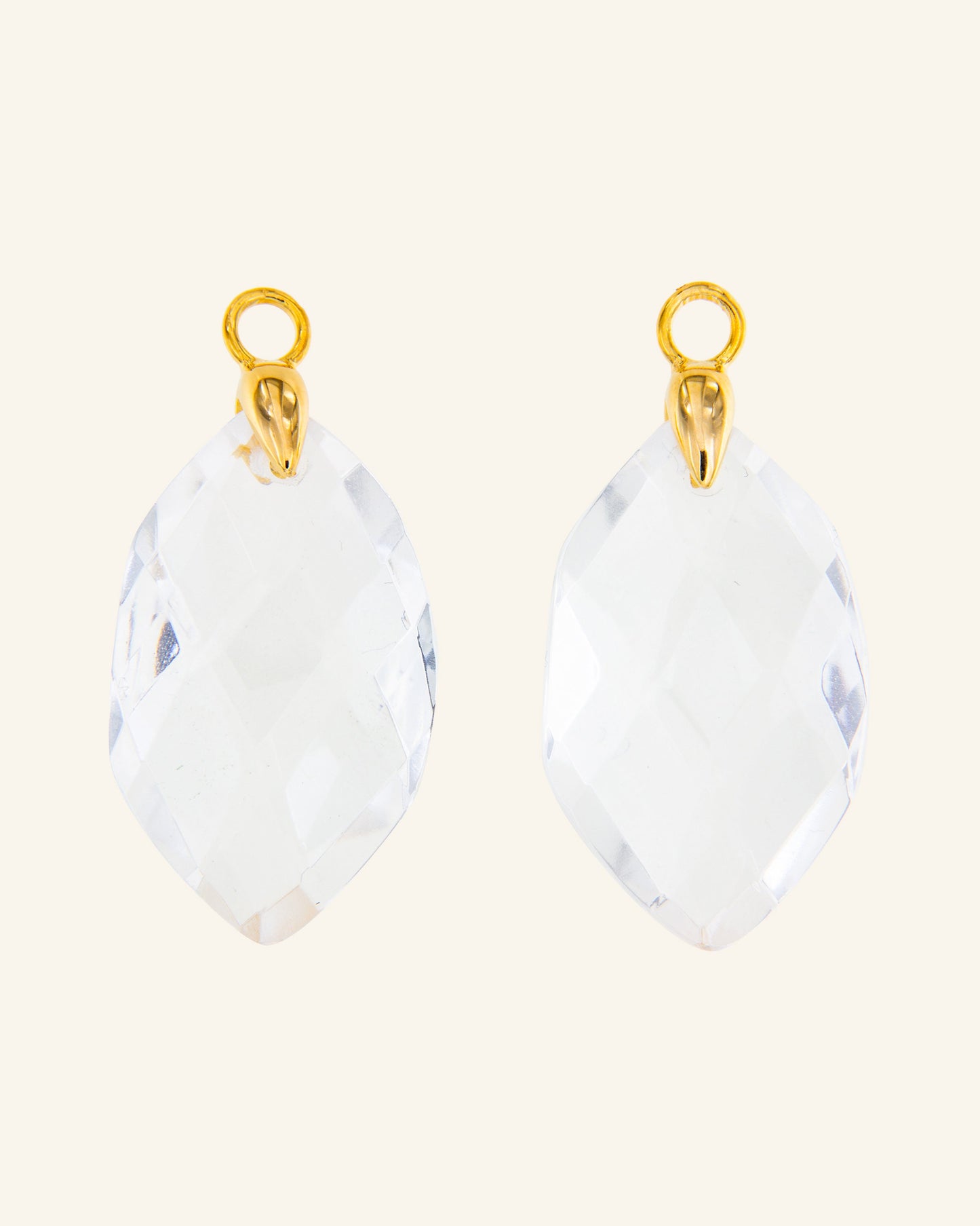 Golden Glacier pendants with colorless quartz