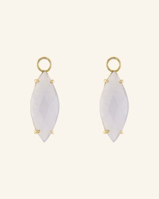Spindle pendants with chalcedony