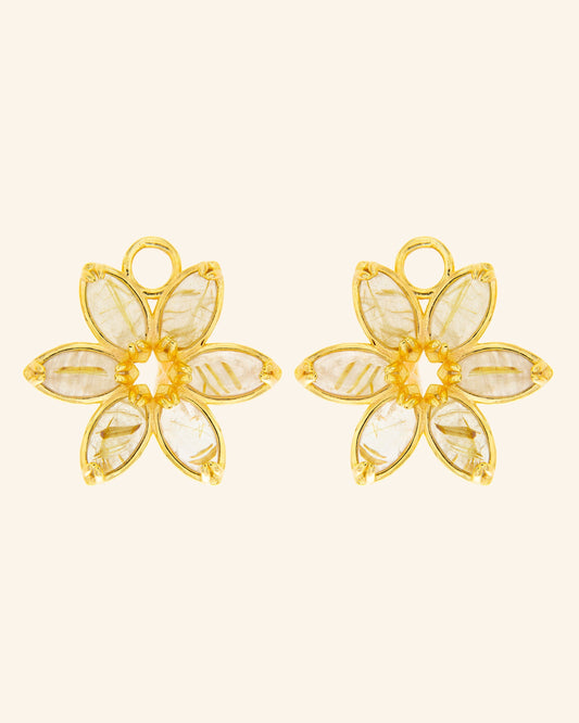 Jasmine pendants with rutilated quartz