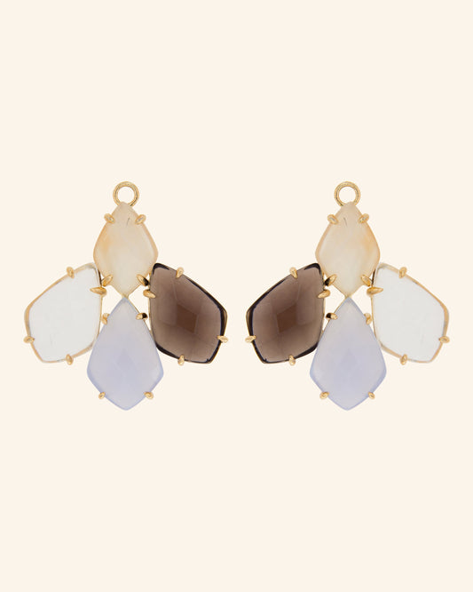 Litos pendants with smoked quartz, chalcedony and colorless quartz