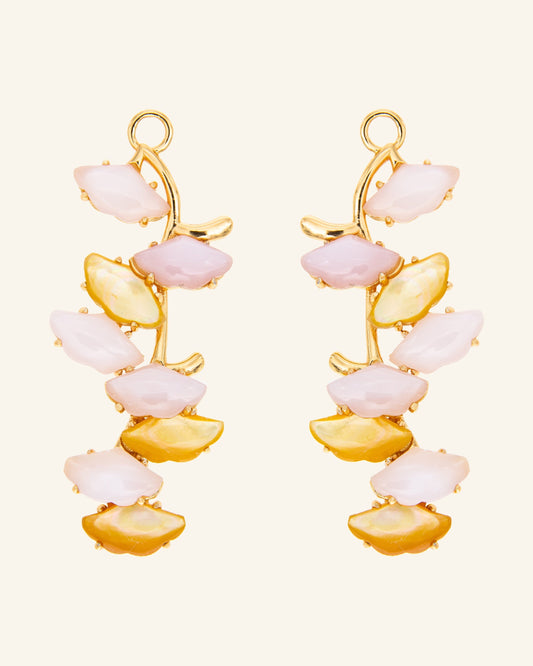 Branch Cordelia pendants with gold and pink mother-of-pearl
